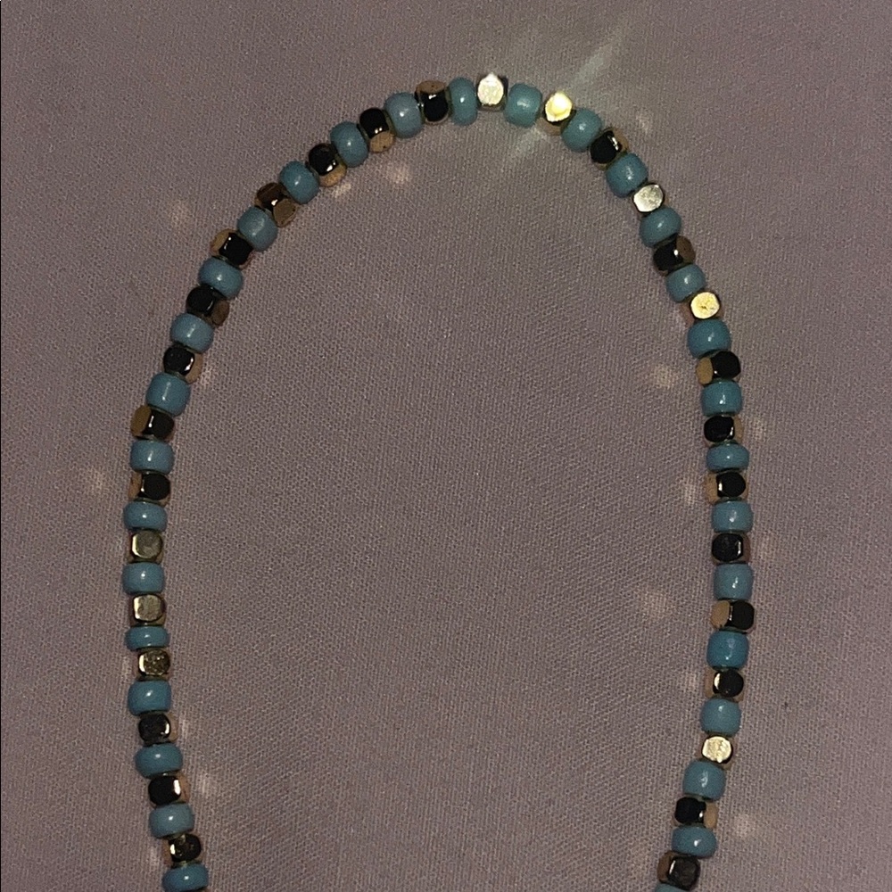 Reflective Boho Mediterranean Blue and Gold Bracelet Beaded